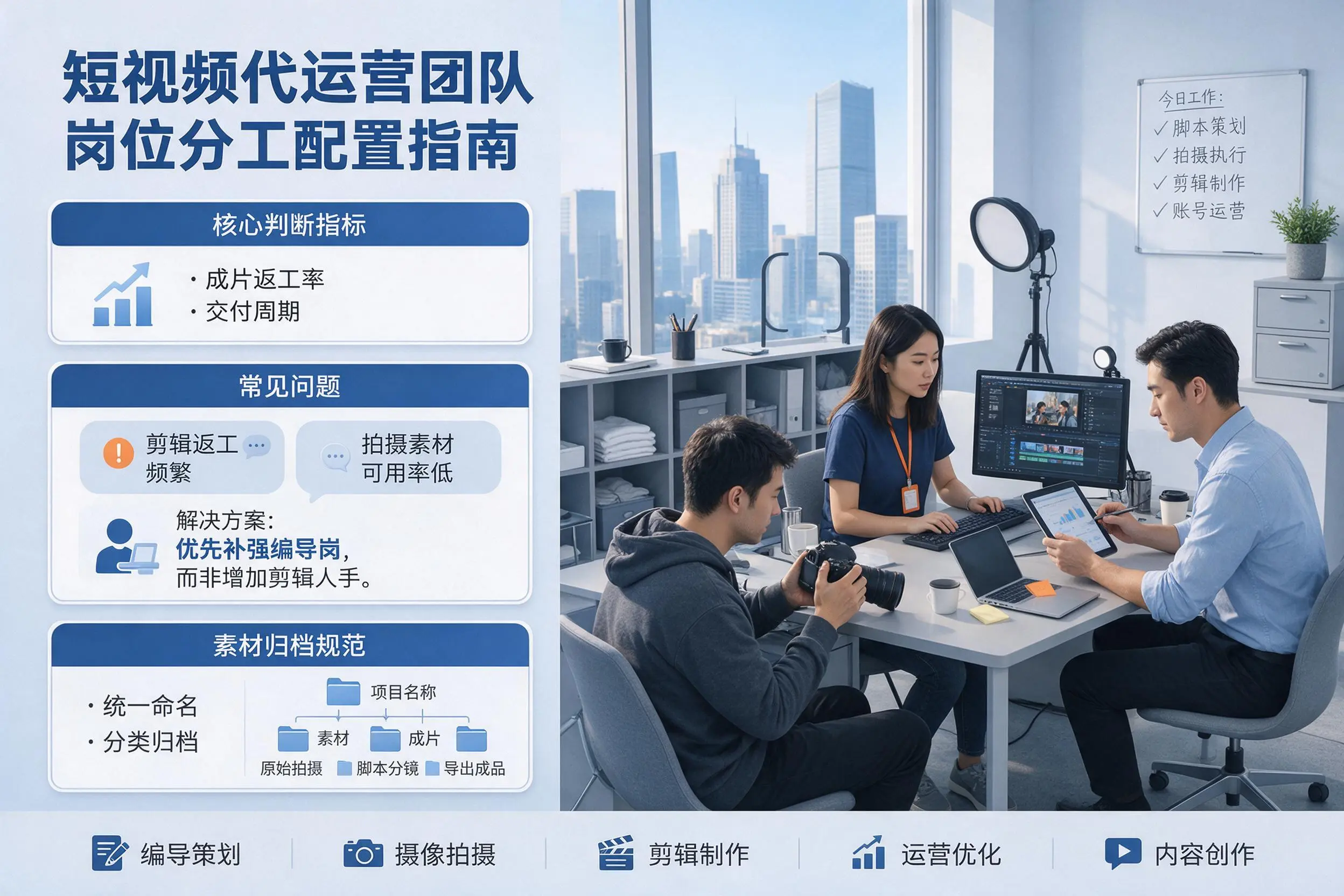 短视频代运营团队如何配置?锡林郭勒企业岗位分工科普说明