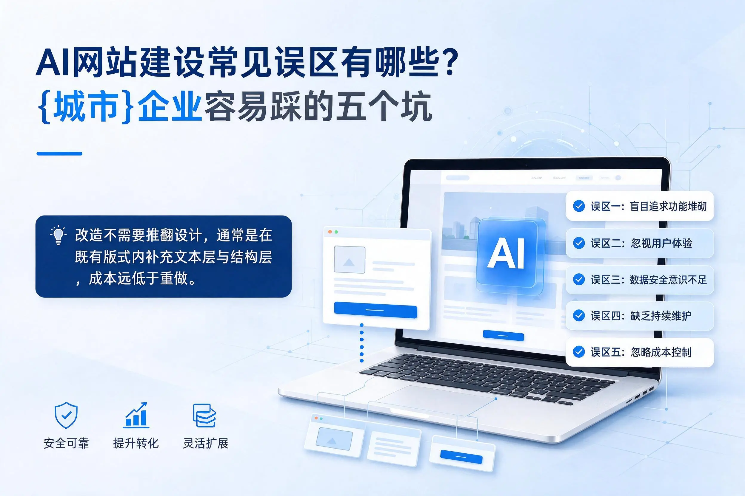 AI网站建设常见误区有哪些？锡林郭勒企业容易踩的五个坑