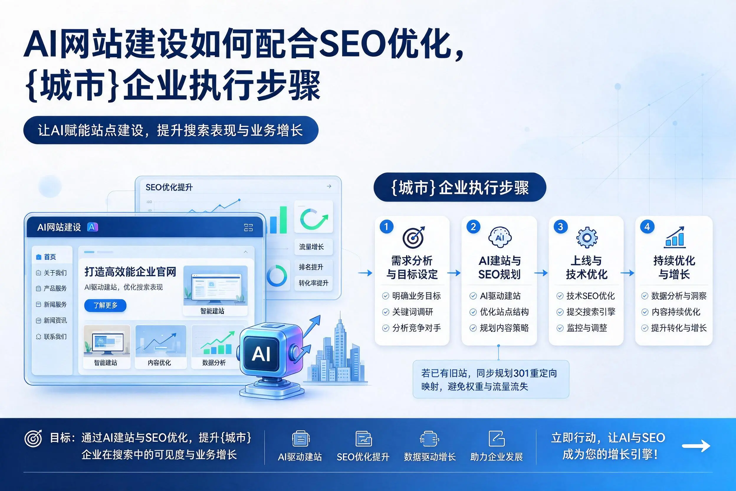 AI网站建设如何配合SEO优化,锡林郭勒企业执行步骤